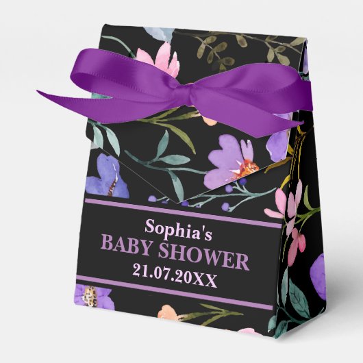 モノグラムかわいいパターン赤ちゃんシャワー フェイバーボックス (正面サイド)