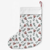 モノグラムかわいいピンクのフローラ花模様 スモールクリスマスストッキング (裏面)