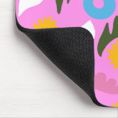 モノグラムかわいいピンクはっきりした模様フローラ マウスパッド (コーナー)