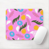 モノグラムかわいいピンクはっきりした模様フローラ マウスパッド (マウス)