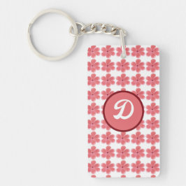 モノグラムかわいいフローラレトロカスタムイニシャル キーホルダー