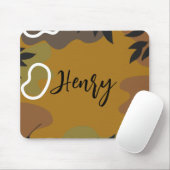 モノグラムかわいいマスタード抽象芸術の背景と葉 マウスパッド (マウス)