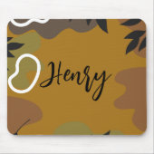 モノグラムかわいいマスタード抽象芸術の背景と葉 マウスパッド (正面)