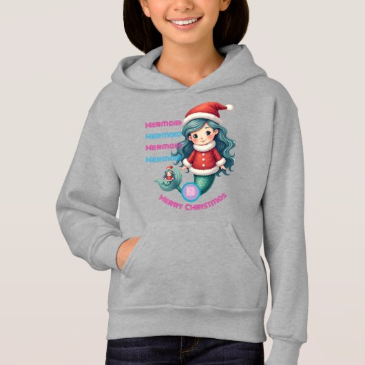 モノグラムかわいい小さな人魚の祝クリスマス (正面)