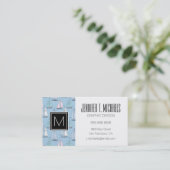 モノグラムかわいい帆船パターン1 名刺 (スタンド正面)