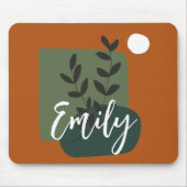 モノグラムかわいい自然の色キャラメルセージ緑 マウスパッド (正面)