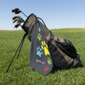 モノグラムかわいい足の跡 ゴルフタオル (グリーン)