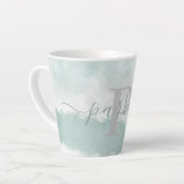 モノグラムかわいらしイニシャルグリーンウォーター色 カフェラテマグ (左アングル)