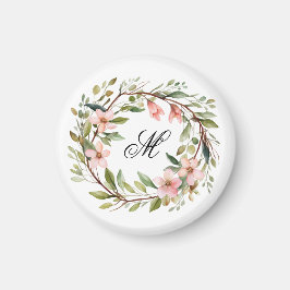 モノグラムかわいらしウィッグとワイルドフラワーリース マグネット