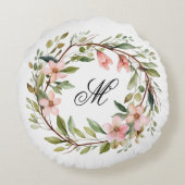モノグラムかわいらしウィッグとワイルドフラワーリース ラウンドクッション (裏面)