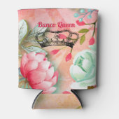 モノグラムかわいらしウオーターカラーピンクバンコ花 缶クーラー (正面)