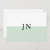 モノグラムかわいらしグリーンパステルホワイトカラーブロック ノートカード (正面/裏面)