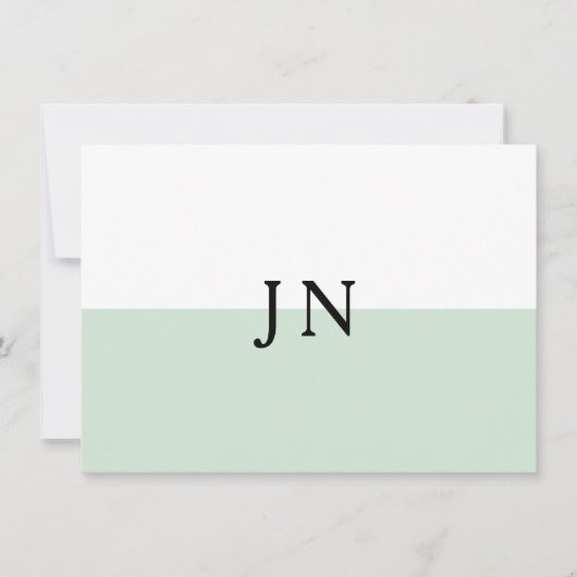 モノグラムかわいらしグリーンパステルホワイトカラーブロック ノートカード (正面)