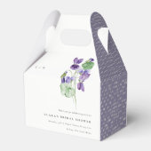 モノグラムかわいらしバイオレットフローラバンチブライダルシャワー フェイバーボックス (裏面サイド)