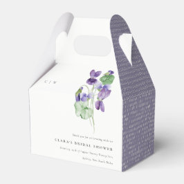 モノグラムかわいらしバイオレットフローラバンチブライダルシャワー フェイバーボックス