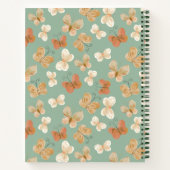 モノグラムかわいらしバタフライパーソナライズされたグリーン名 ノートブック (裏面)