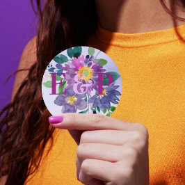 モノグラムかわいらしパープルブルーフローラ結婚ズ ラウンドシール