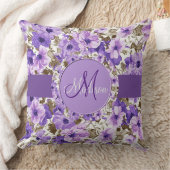 モノグラムかわいらしパープル&ホワイトフローラピロー2 クッション (ブランケット)