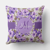 モノグラムかわいらしパープル&ホワイトフローラピロー2 クッション (裏面)