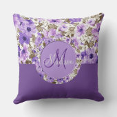 モノグラムかわいらしパープル&ホワイトフローラ枕3 クッション (裏面)