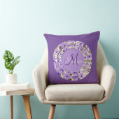 モノグラムかわいらしパープル&ホワイトフローラ枕5 クッション (椅子)