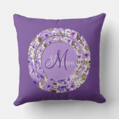 モノグラムかわいらしパープル&ホワイトフローラ枕5 クッション (裏面)