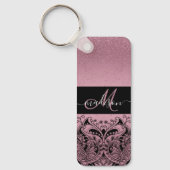 モノグラムかわいらしピンクグリッターキーチェーン キーホルダー (正面)