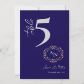 モノグラムかわいらしフローラフレ結婚ームのテーブル番号 サンキューカード (正面)