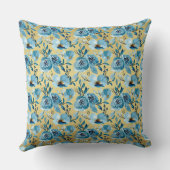 モノグラムかわいらしブルーカントリーフローラハッピープレイス クッション (裏面)