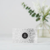 モノグラムかわいらしボモダンホ曼荼羅模様ブラック 名刺 (スタンド正面)