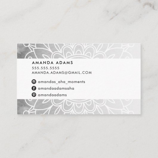 モノグラムかわいらしボモダンホ曼荼羅模様ブラック 名刺 (裏面)