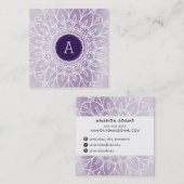 モノグラムかわいらしボモダンホ曼荼羅模様（紫） スクエア名刺 (正面/裏面)