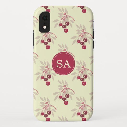 モノグラムかわいらしレッドさくらんぼiPhone Case-Mate iPhoneケース (裏面)