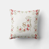 モノグラムかわいらしレッドベリークリスマスディアー〔雄ジカの〕枝角 クッション (裏面)