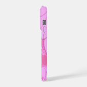 モノグラムかわいらし付きピンクチューリップフローラフェミニン iPhoneケース (左側面)