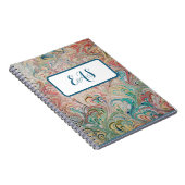 モノグラムかわいらし付きマーブル手帳 ノートブック (右側)