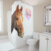 モノグラムかわいらし水彩名馬馬馬馬馬馬競歩 シャワーカーテン (インサイチュ)