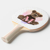 モノグラムかわいらし水色名ピンクテディベア 卓球ラケット (正面アングル)