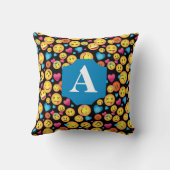 モノグラムが付いているおもしろいのEmojiのプリントの枕 クッション (裏面)