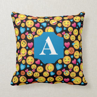 モノグラムが付いているおもしろいのEmojiのプリントの枕 クッション