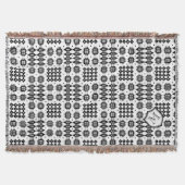 モノグラムが付いているウェールズの黒く、白くフェイクなタペストリー スローブランケット (正面)