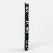 モノグラムが付いているエレガントで黒く及び白いダマスク織パターン Case-Mate iPhoneケース (裏面/右)