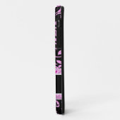 モノグラムが付いているエレガントなピンクおよび黒いダマスク織 Case-Mate iPhoneケース (裏面/左)