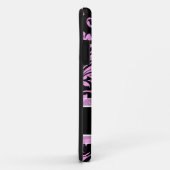 モノグラムが付いているエレガントなピンクおよび黒いダマスク織 Case-Mate iPhoneケース (裏面/右)