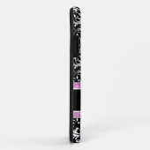 モノグラムが付いているエレガントな白黒ダマスク織 Case-Mate iPhoneケース (裏面/右)