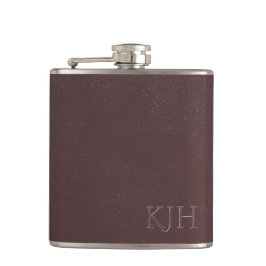 モノグラムが付いているバーガンディの革 フラスク