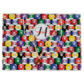 モノグラムが付いているビリヤードの玉突の玉 ラージペーパーバッグ (正面)