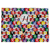 モノグラムが付いているビリヤードの玉突の玉 ラージペーパーバッグ (裏面)