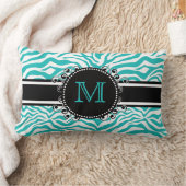 モノグラムが付いているファンキーで10代のなまたはプレティーンの青いシマウマのプリント ランバークッション (ブランケット)