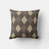 モノグラムが付いているモカChoccaブラウンのアーガイル柄のなパターン クッション (裏面)